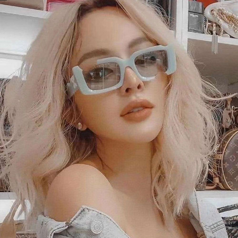 Kính Mát Hình Chữ Nhật Oval Thiết Kế Lỗ Hở Màu Kẹo Phong Cách Vintage Sang Trọng Cho Nữ