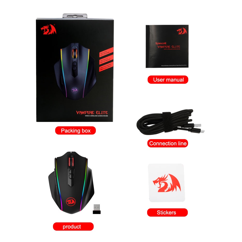 Chuột Chơi Game Không Dây Redragon Vampire Elite M686 RGB 16000 DPI 8 Nút Lập Trình Cho Game Thủ