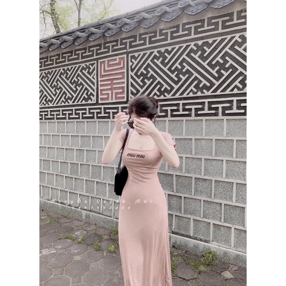 Đầm body nữ cổ U viền chữ thêu - freesize dưới 55kg- Carotshop | WebRaoVat - webraovat.net.vn