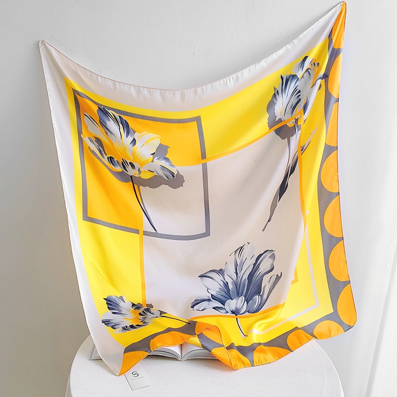 Khăn choàng cổ giả lụa in hình thời trang 90×90cm(35.4inch) WJ1006-142
