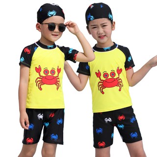Bộ Đồ Bơi Cho Bé Trai Và Gái Hình Cua Biển BB026 ShopMAYSG Hình Grab, Vải Thun Lạnh Bền Đẹp, Không Phai Màu, Hàng Có Sẵn