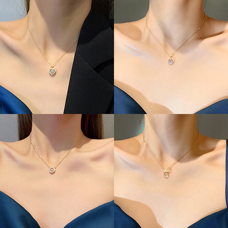 Dây chuyền hình trái tim hành tinh đính kim cương đơn giản cho nữ