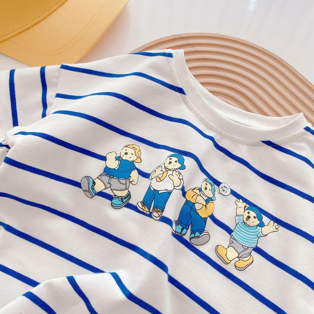 Fashion Kids Boys Cartoon Printed Denim Short Pants T-shirt Optional