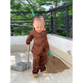 bộ bà ba nâu cho bé Trai và bé gái ( ĐỦ Size) chất lụa