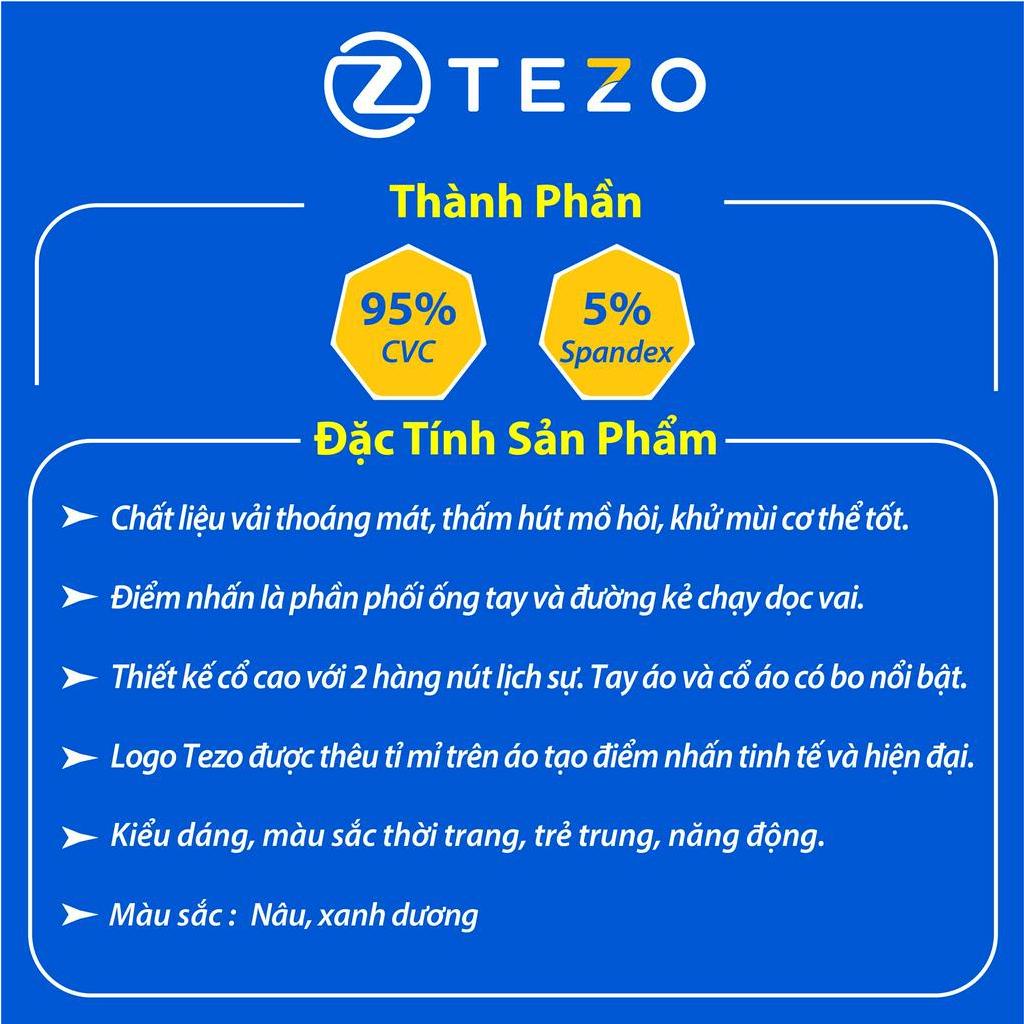 Áo polo nam Tezo phông nam có cổ thiết kế phối vai 23APCT035