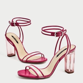 sandal zara auth 35 hồng và 38 cam nude