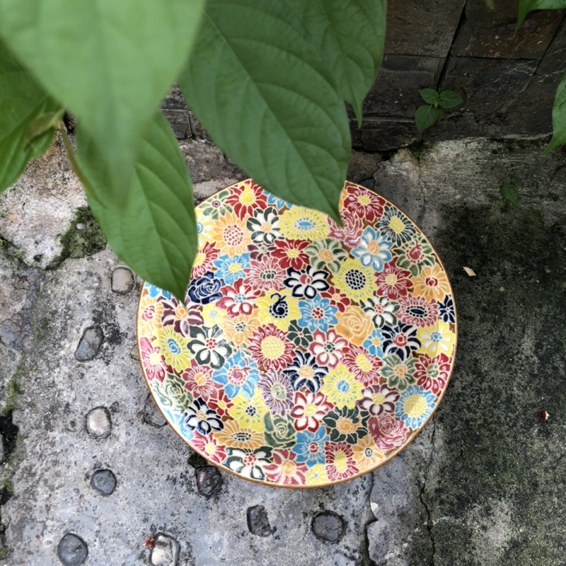Đĩa gốm sứ bách hoa, gốm sứ Nam Bộ 35cm nhiều hoa văn
