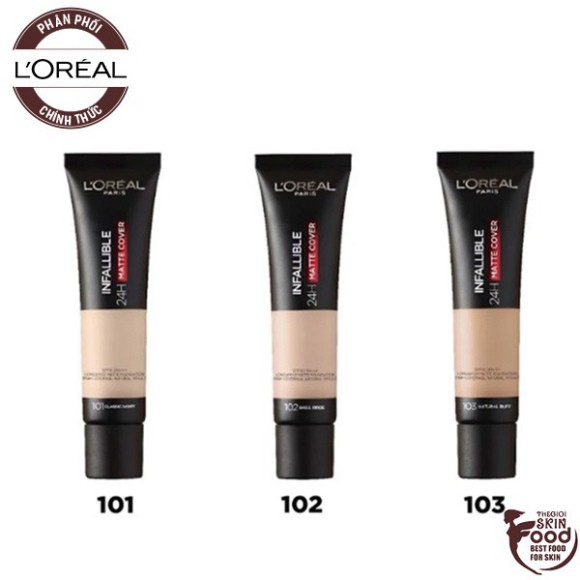 Kem Nền Kiềm Dầu, Lâu Trôi L'Oreal Infallible 24H Matte Cover Foundation SPF16 PA+++ 35ml