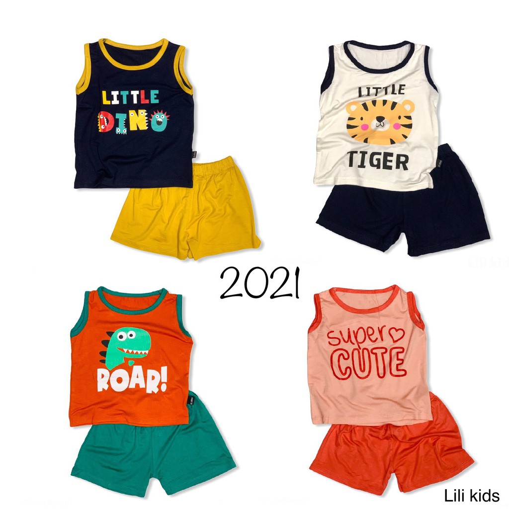 Bộ ba lỗ cho bé chất thun lạnh size đại cho bé trai bé gái từ 8-19kg lili.kids BBL02