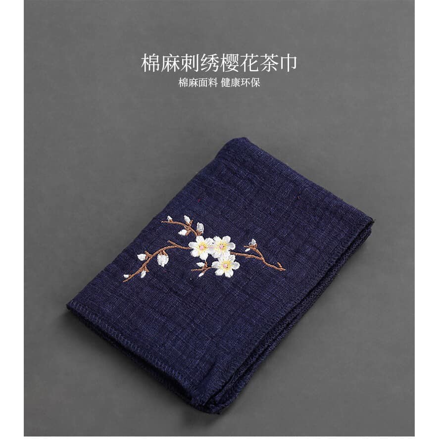 Khăn thêu dưỡng ấm, khăn lau bàn trà, trà cụ siêu hút nước không rụng lông vải Trúc Vân Lâu