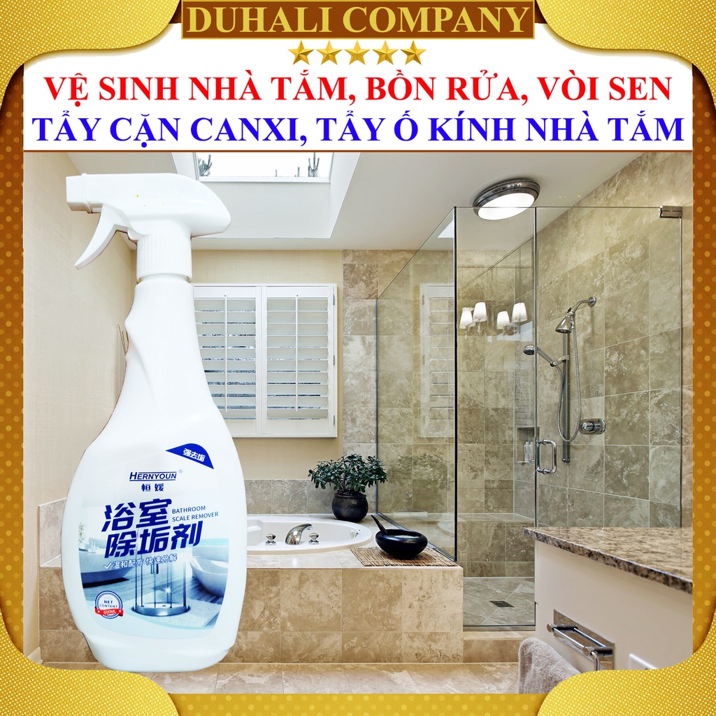 Vệ Sinh Nhà Tắm - Chai Xịt Làm Sạch Vòi Rửa, Sen - Tẩy Cặn Canxi Vách Kính, Gương - Tẩy Trắng Bồn Rửa, Gạch Men - DUHALI