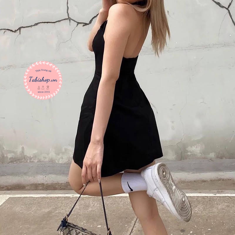 Đầm body 2 dây cổ yếm lạ mắt Tabishop Váy nữ dự tiệc đen dáng xòe sexy sang chảnh | BigBuy360 - bigbuy360.vn