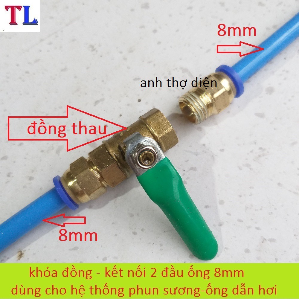 van khóa ống 8mm dùng phun sương - van khóa ống phun sương (2 đầu 8mm)