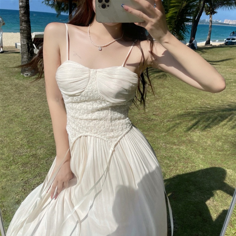 Đầm hai dây trắng Mermaid Ji xinh đẹp hết nấc -V34