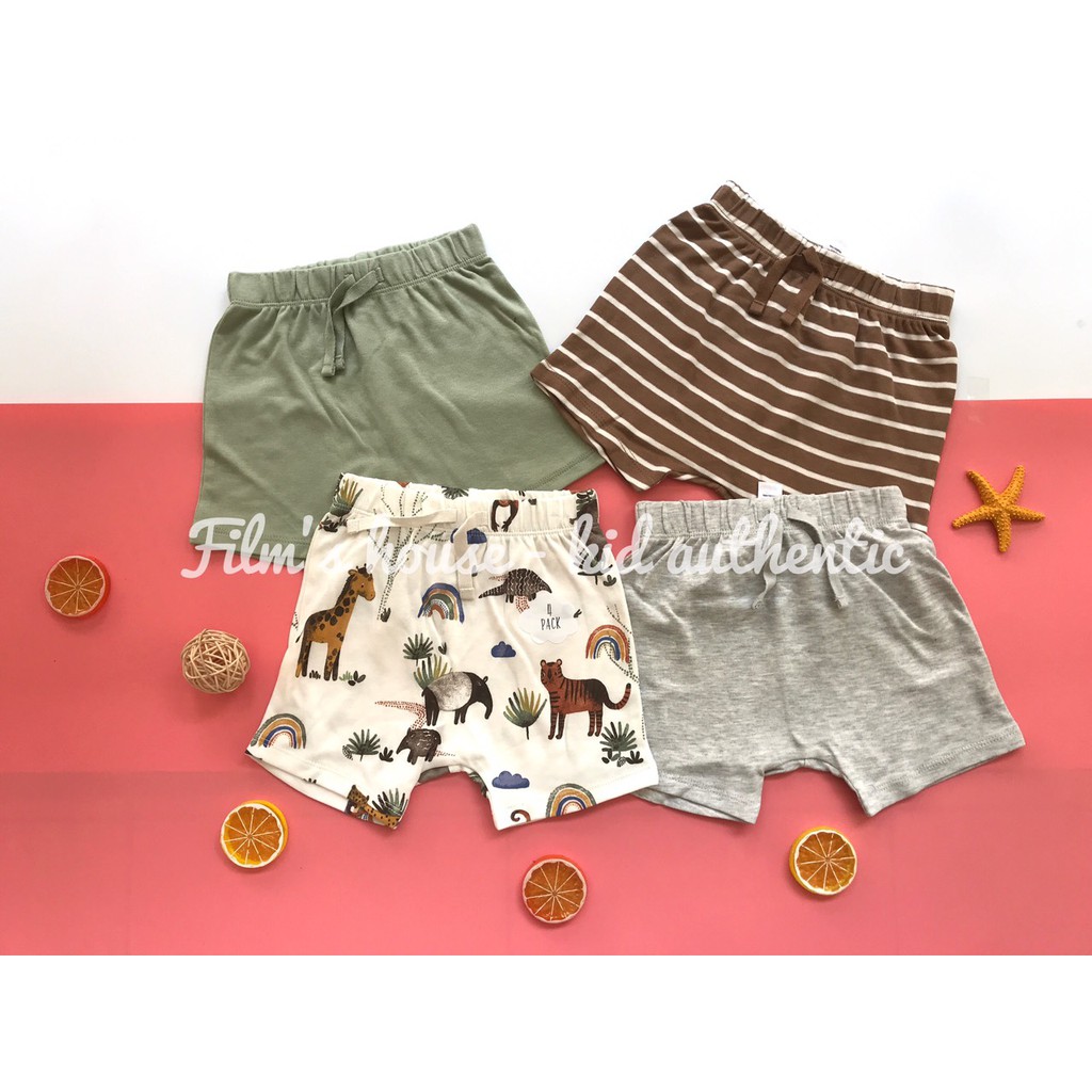 Set 4 shorts bé trai, họa tiết thú, tone xanh xám, hàng Geor.ge UK săn SALE