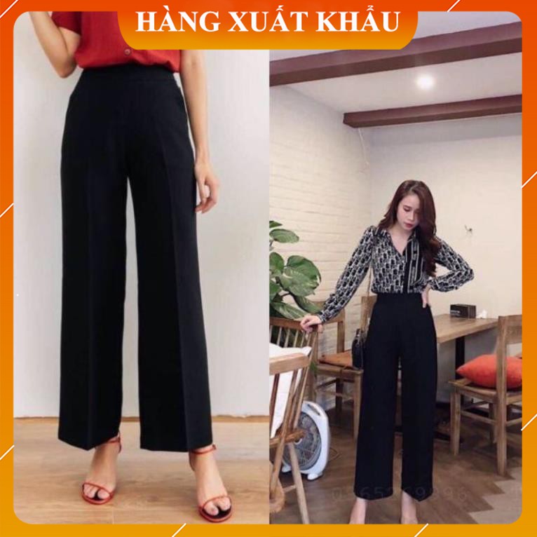 Quần tây ống rộng lưng cao khoá sườn - Quần ống rộng chất vải tuyết mưa sang xịn mịn