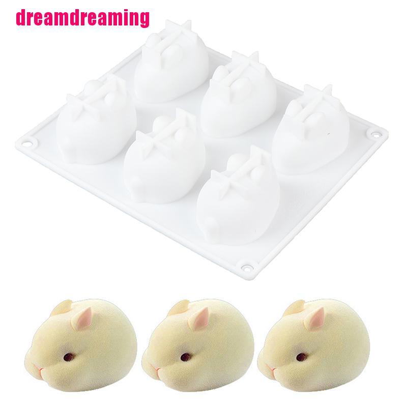 Khuôn Silicone Làm Kem / Kem 6 Ngăn Tạo Hình Thỏ 3D Đẹp Mắt