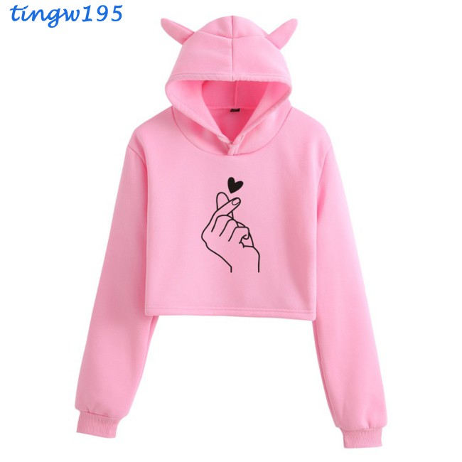 Áo Hoodie Tai Mèo Thời Trang Thu Đông Xinh Xắn Cho Nữ