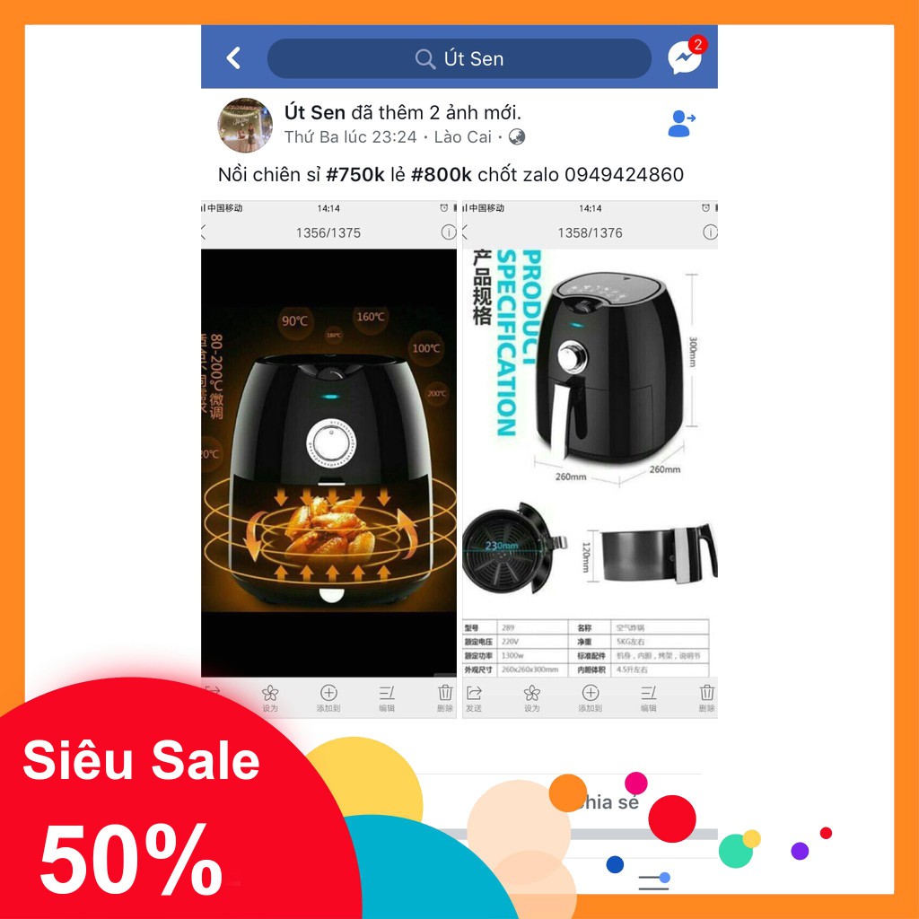 NỒI CHIÊN KHÔNG DẦU SIÊU BỀN SIÊU ĐẸP MS-289 UHENGFENG