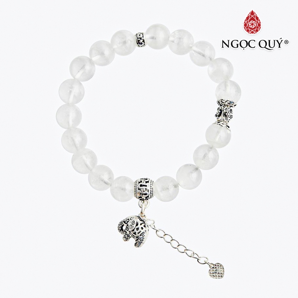 Vòng tay TA ưu linh trắng charm voi - Ngọc Quý