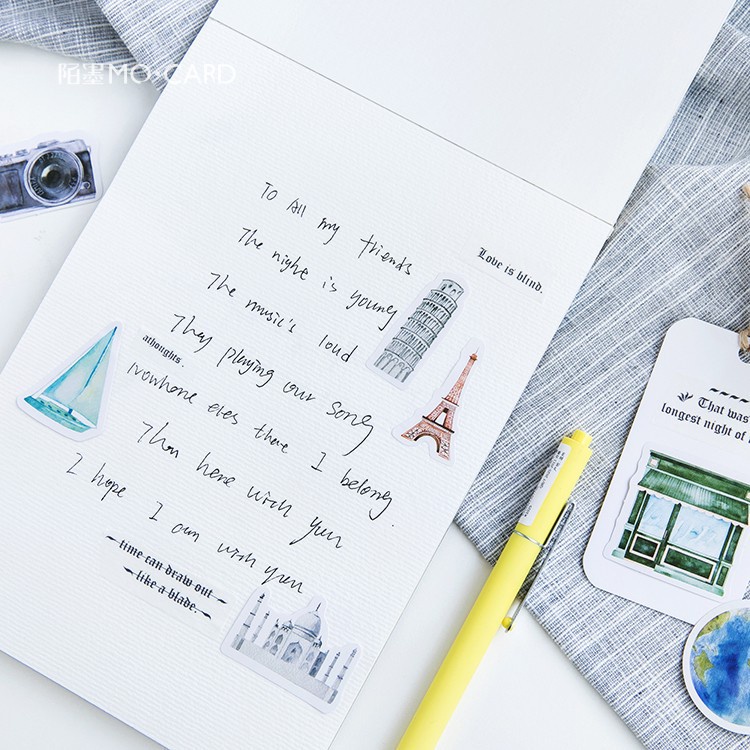 Sticker chủ đề Du Lịch - Hộp 46 miếng dán trang trí sổ tay Bullet Journal - M132