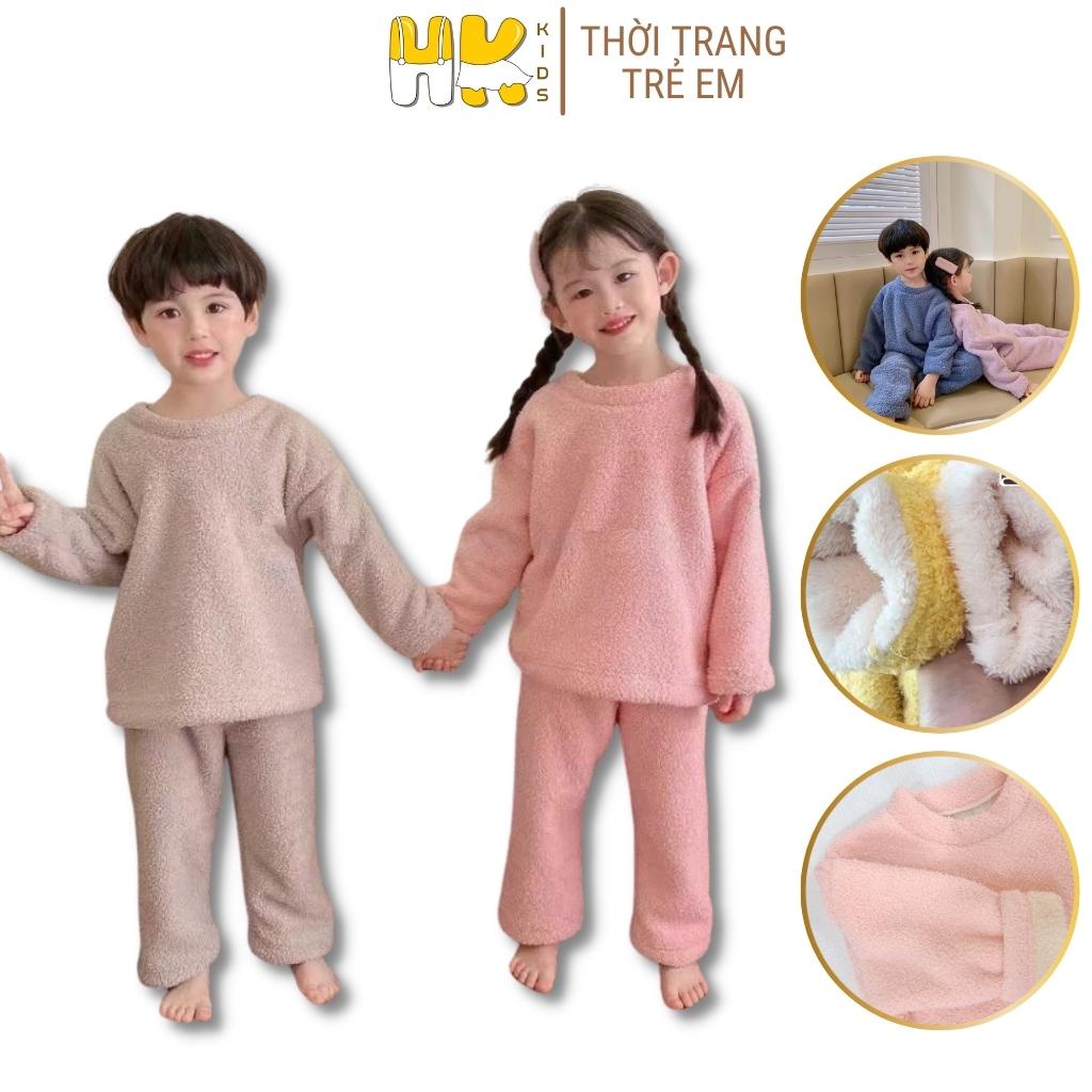 Bộ dài tay lông cừu diện tết cho bé từ 2 đến 10 tuổi, bộ lông cừu mềm mại mịn màng, giữ ấm giữ nhiệt tốt - HK KIDS
