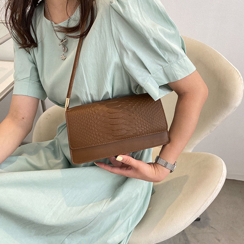 Túi đeo vai IELGY họa tiết da cá sấu phong cách cổ điển thời trang cho nữ