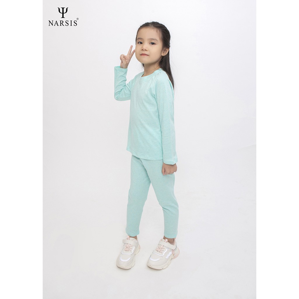 Bộ thu đông bé gái Narsis KM0033 màu xanh ngọc chất Cotton