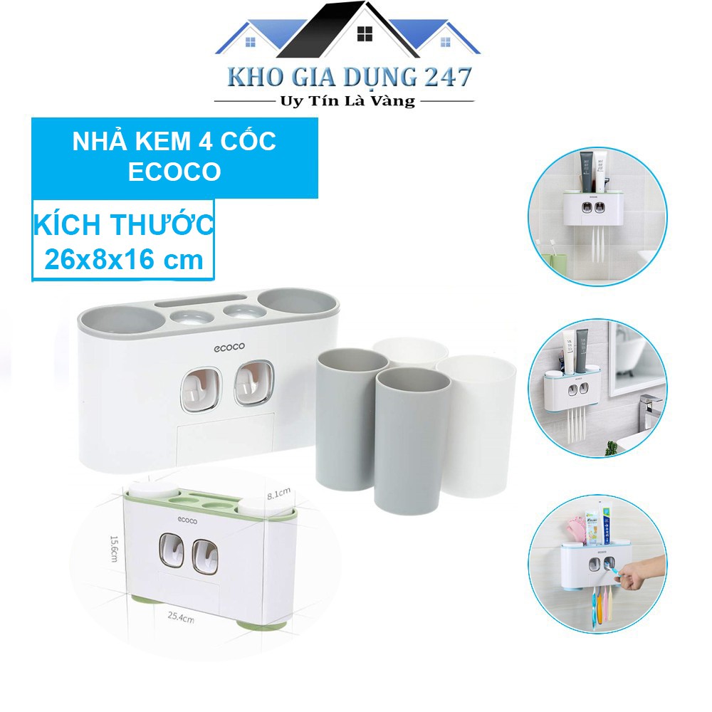 Nhả Kem 4 Cốc Ecoco Tiện Dụng, Gọn Gàng, Ngăn Nắp - Nhả Kem Đánh Răng