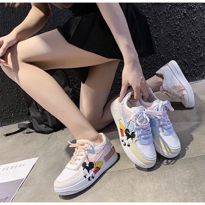 Giày thể thao sneakers nữ FREESHIP độn đế mickey (tặng dây giày hồng kute)