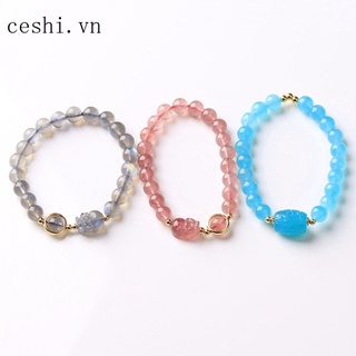 Natural crystal in heart bead bracelet strawberry moon gray amazonite silver bracelet crystal jewelry DIY 925