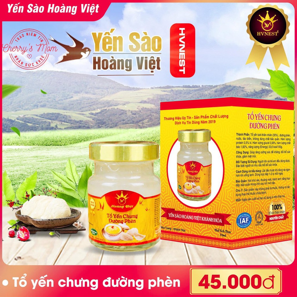 Tổ Yến Sào Hoàng Việt (01 Hũ) Chưng Sẵn Vị Đường Phèn 70ml Chính Hãng Nha Trang Khánh Hòa Cho Bé | BigBuy360 - bigbuy360.vn