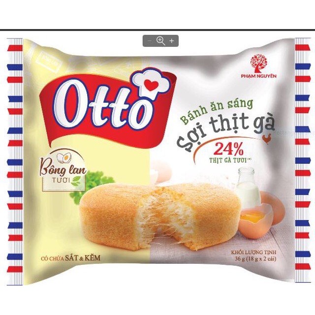 Bánh Bông Lan Tươi, Bánh Ăn Sáng Sợi Thịt Gà Otto Gói 90G