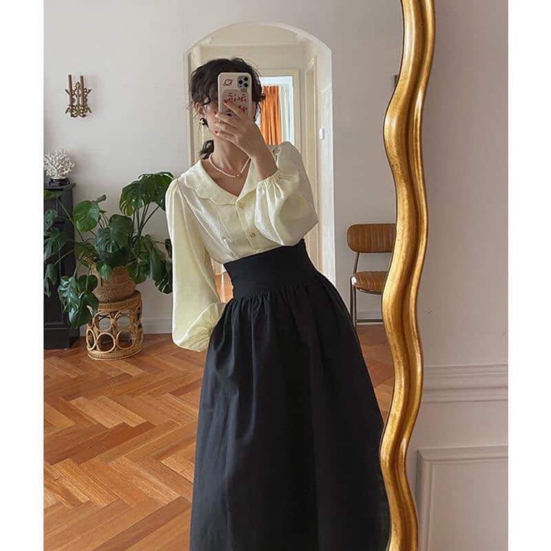 CHÂN VÁY VINTAGE CẠP CAO