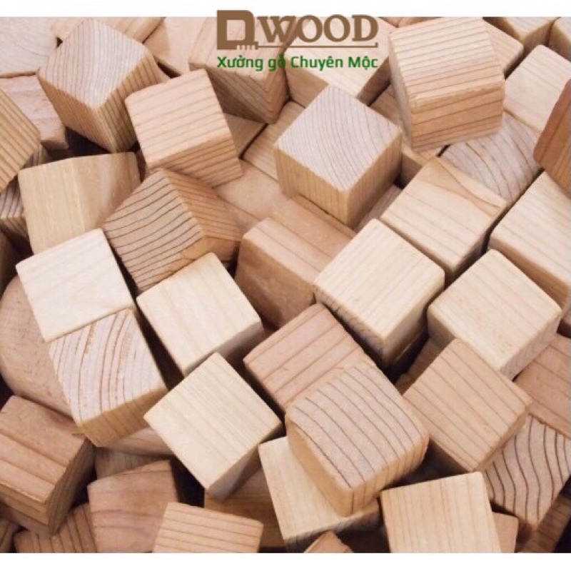 5 khối gỗ vuông Dwood gỗ thông tự nhiên đã xử lý bề mặt đẹp