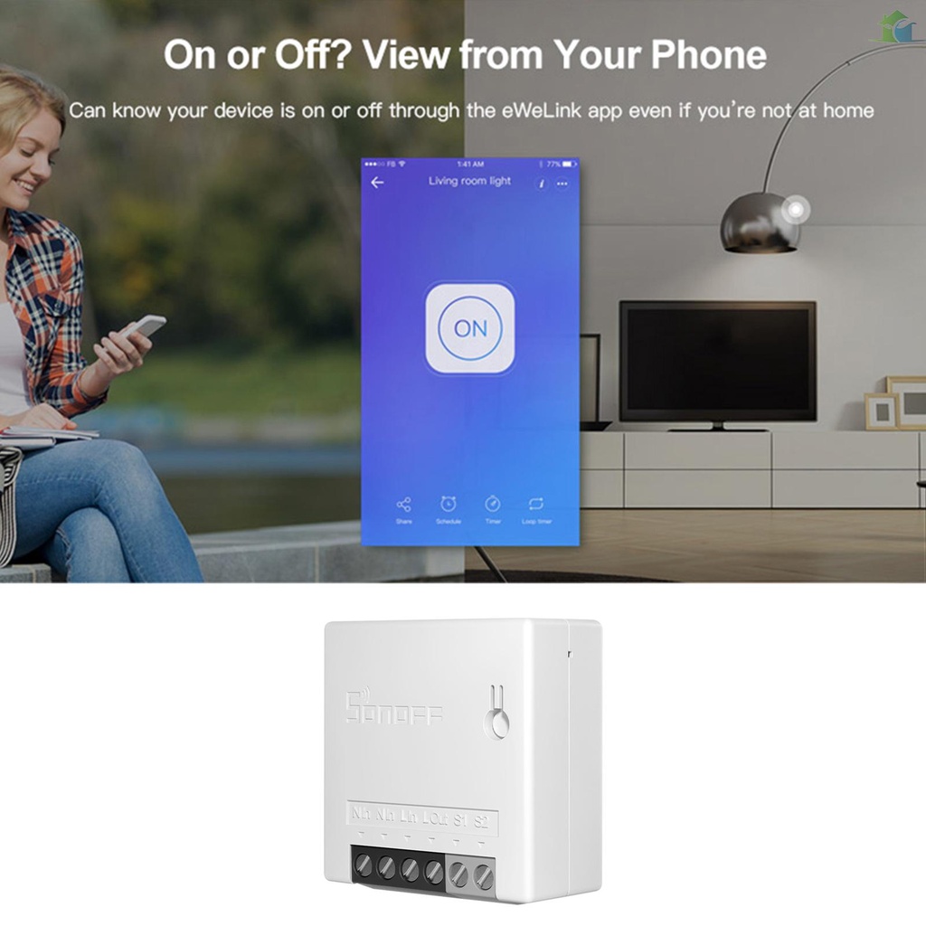 YOUP  SONOFF MINI DIY Two Way Smart Switch Small Body Remote Control WiFi Switch Support An External Switch Work With Google Home/Nest IFTTT & Alexa