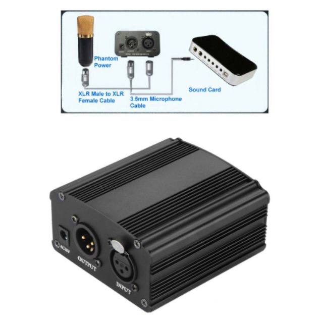 Nguồn Phantom 48v cho micro thu âm và dây XLR va dây đầu 3.5