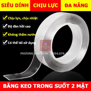 Cuộn Băng Keo 3M, Keo 3M 2 Mặt Siêu Dính Dài 2m