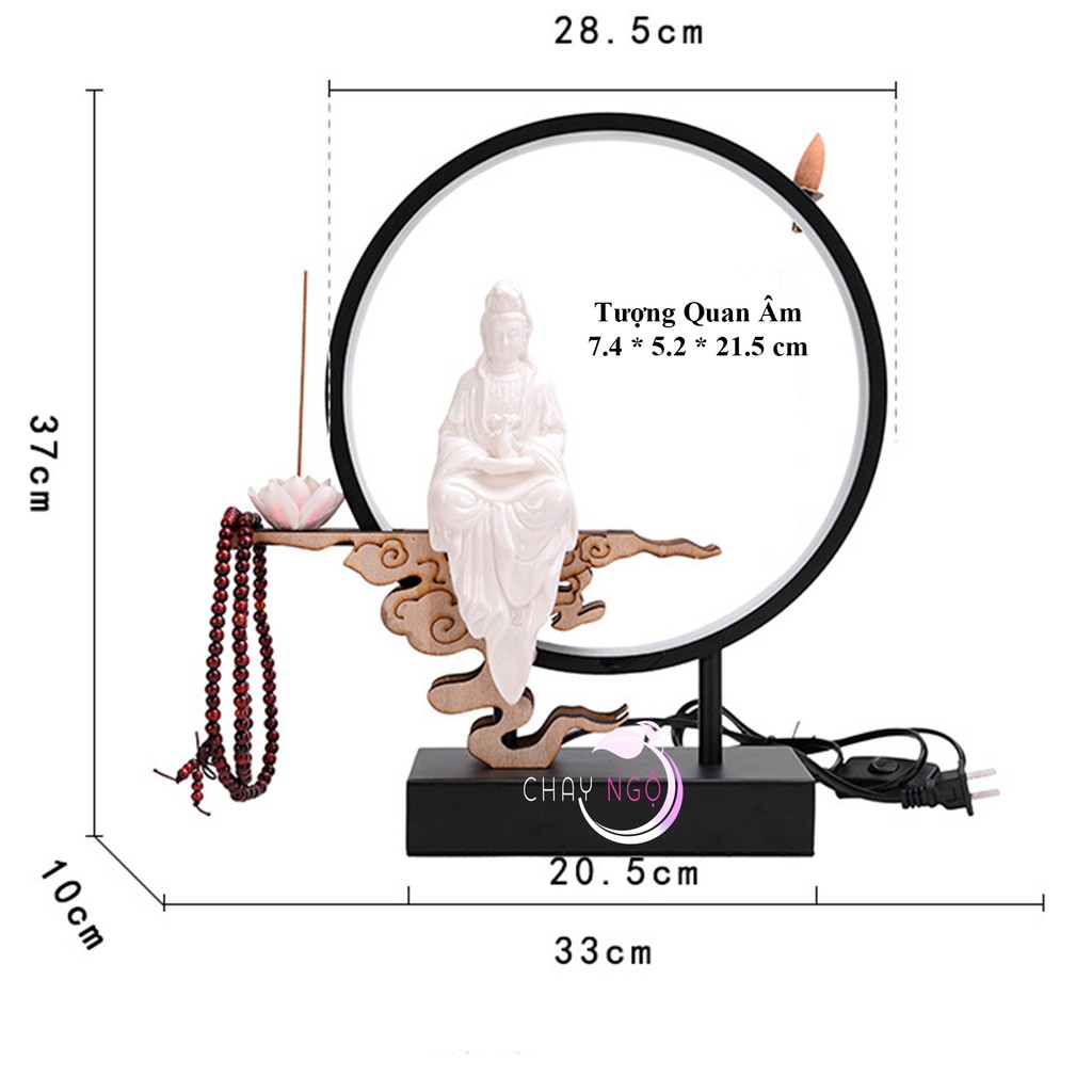 Thác khói trầm hương - Quan Thế Âm Bồ Tát Vòng Led