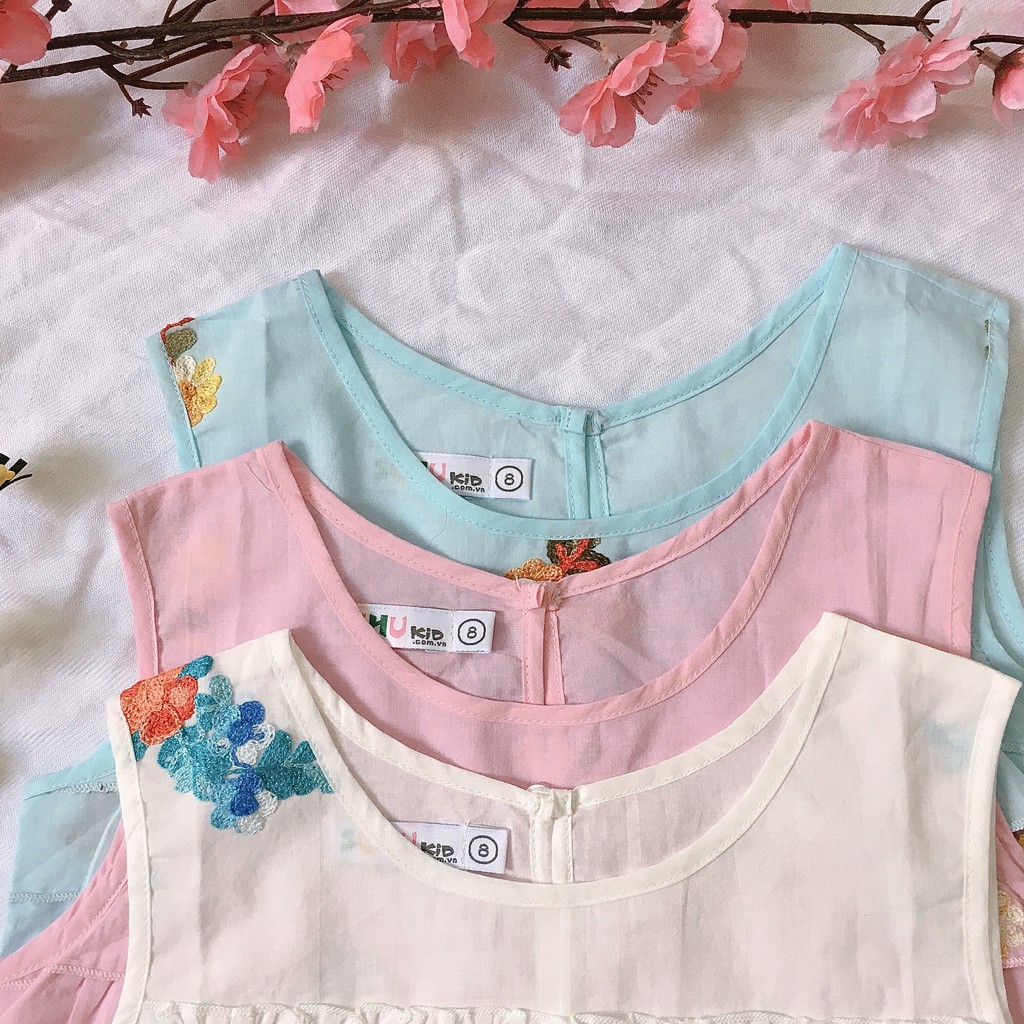 Áo Kiểu Bé Gái Sát Nách Thêu Hoa Vải Cotton mềm mịn AA014 Trang 25 Kids