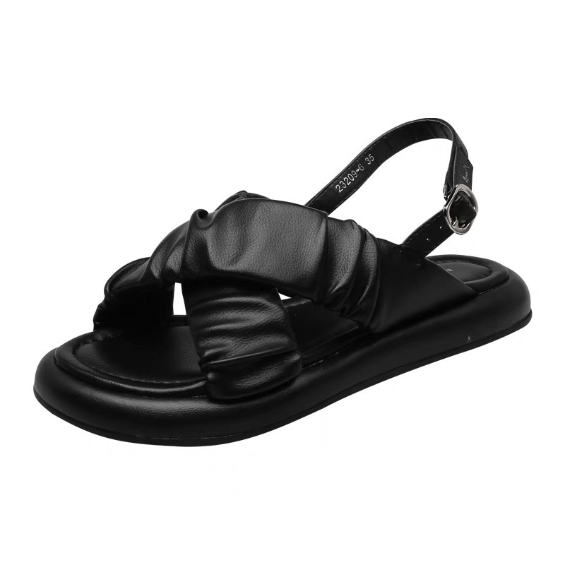Sandal nữ quai chéo bèo nhún - Xăngdan học sinh, Sinh Viên mẫu cực xinh - PinkOri