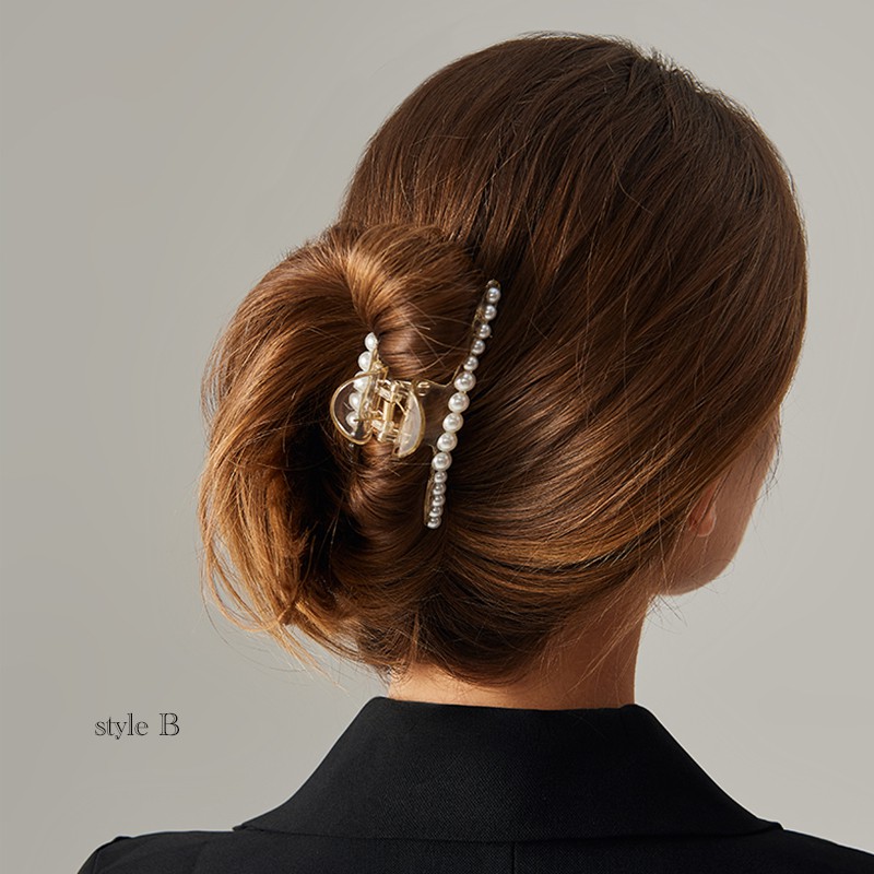 KMHO gấp tóc ins fashion Kẹp tóc càng cua đính ngọc bẹt thời trang Hàn Quốc cho nữ kẹp tóc phụ kiện tóc trang sức hàn quốc