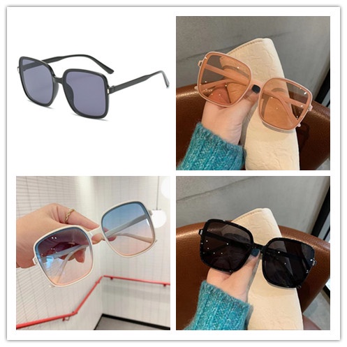 Kính Mát Tròng Vuông Trong Suốt Chống Tia UV Màu Gradient Thời Trang Unisex Kính má hồng