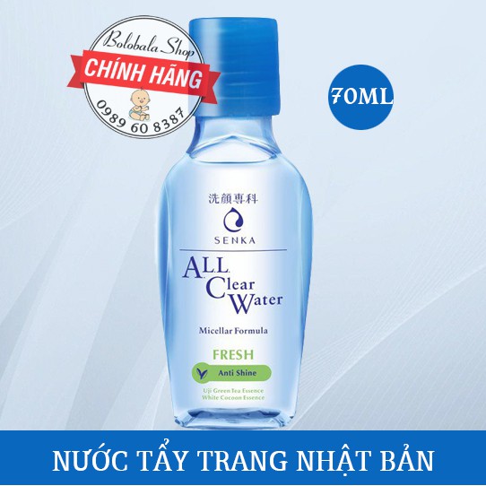 Nước tẩy trang Micellar Giảm bóng dầu Senka All Clear Water Fresh 70ml - hàng tặng