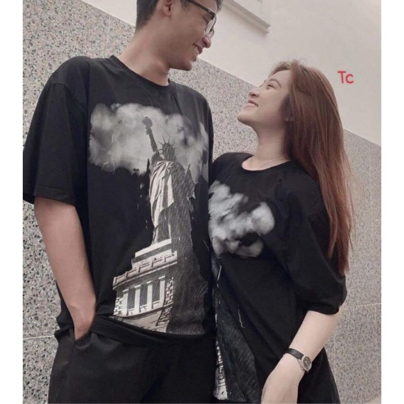ÁO THUN TAY LỠ TƯỢNG NỮ THẦN HAI MÀU ĐEN TRẮNG CHẤT COTTON MÁT LẠNH