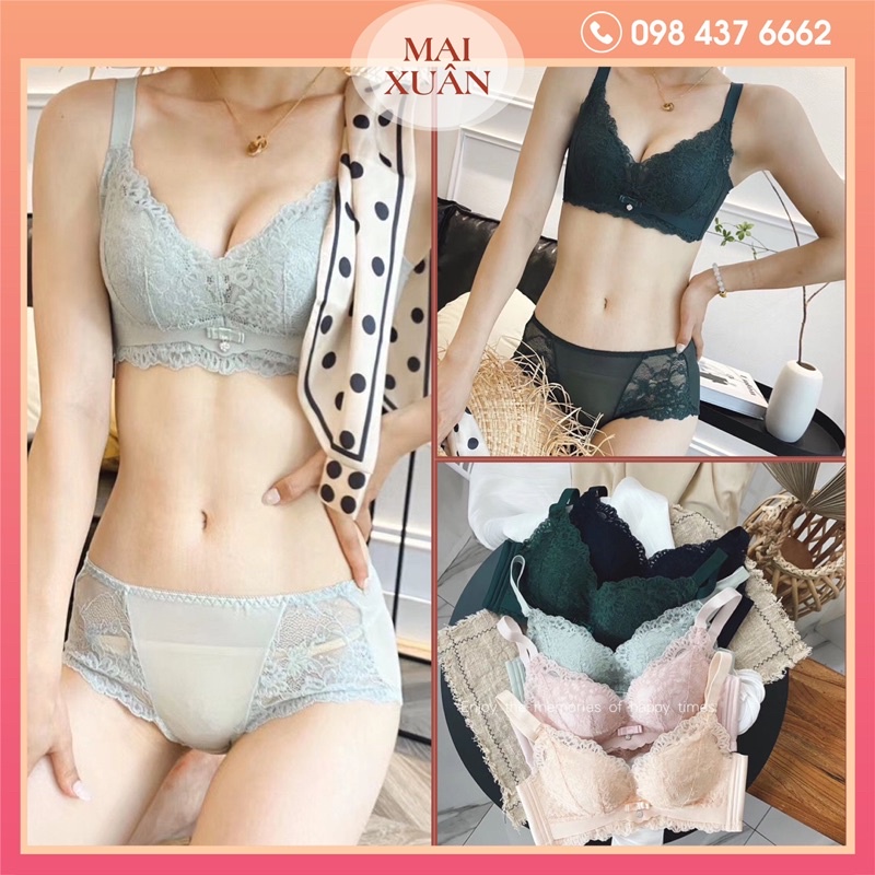 Bộ lót ren hoa nhài không gọng-Nâng ngực đỉnh cao hàng cao cấp-Kho Sỉ Mai Xuân
