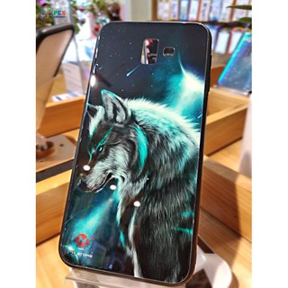 Ốp lưng Samsung Galaxy J6 Plus 2018 in 3D hình sói da quang mặt lưng kính cường lực