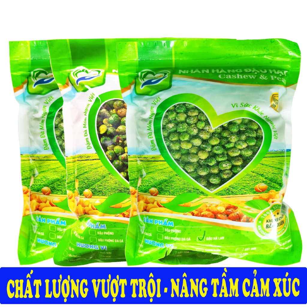 Combo 3 vị 1K500GR đậu hà lan rang tỏi ớt hà lan rang muối hà lan muối sấy phô mai Tâm Đức Thiện 3 x Túi 500GR đồ ăn vặt