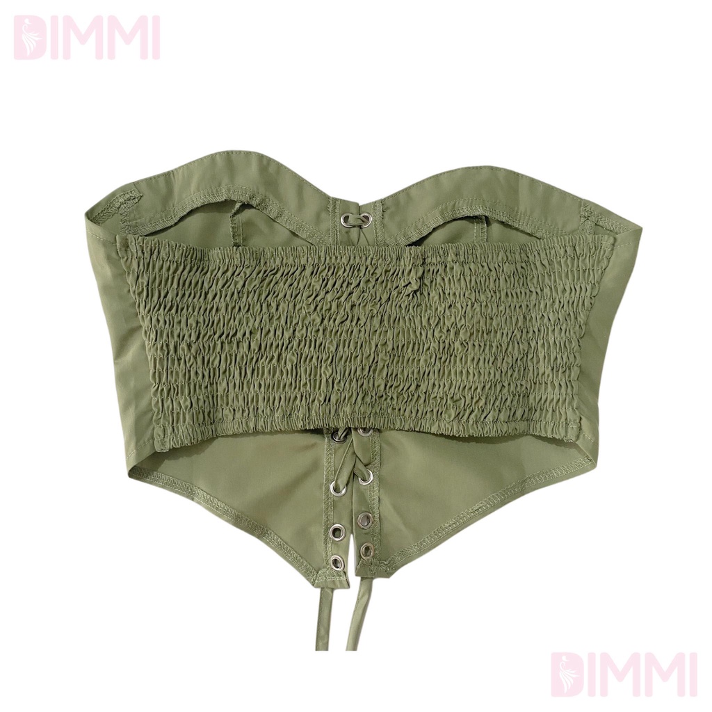 Áo Corset Đan Dây Xanh Olive