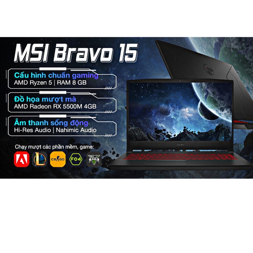 Laptop gaming MSI Bravo 15 B5DD 276VNR5-5600H/ 8GB/ 512GB/ 15.6 IPS/ WIN11